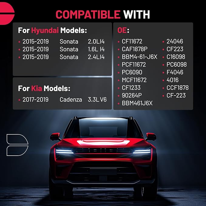 BDFHYK 1PC CF12151 Cabin Air Filter with Activated Carbon Compatible with Hyundai 2015-2019 Sonata, Compatible with Kia 2017 2018 2019 Cadenza