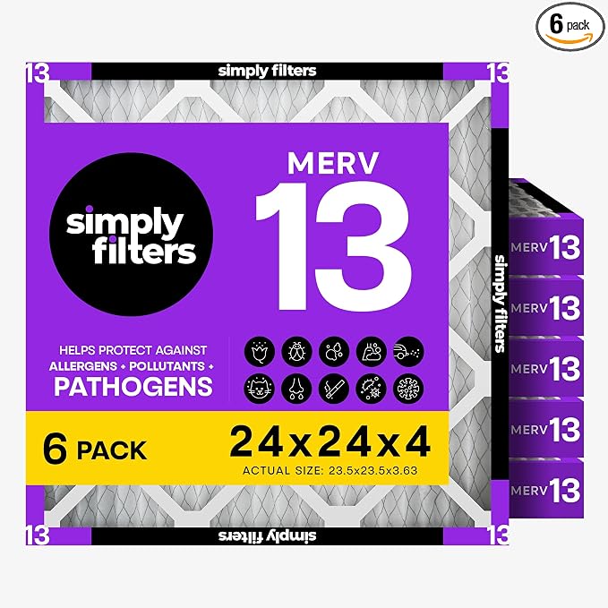 Simply 24x24x4 Air Filter, MERV 13, 6 Pack, Furnace Air Filter by SimplyFilters