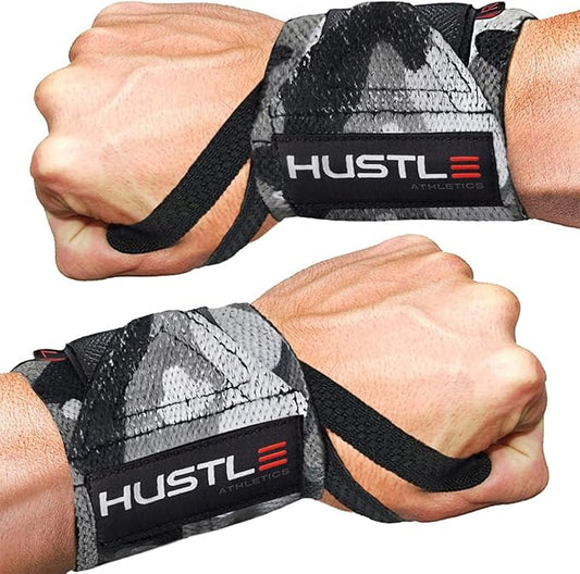 Hustle Athletics Wrist Wraps for Weightlifting – Max Wrist Support for Safe & Heavy Lifts, USPA Approved 18" & 12" Lengths, Thumb Loop Gym Straps for Powerlifting & Weight Lifting for Men and Women-FlexoryFit