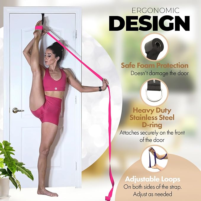 Pilates Stretching Strap with Door Anchor - Flexibility Equipment for Pilates Practitioners - Ideal for Improving Leg Flexibility, Core Stability, and Posture Alignment at Home-FlexoryFit