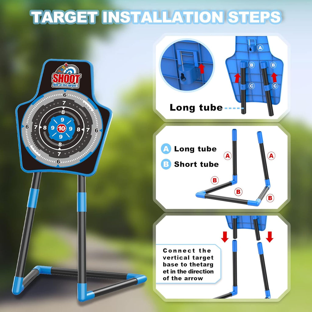 SpringFlower 2 Bow and Arrow Sets with LED Light-up,2 Foam Dart Guns for Kids 5 6 7 8 9 10+ Years Old, Archery Set with Standing Target for Boys & Girl, Ideal Gift