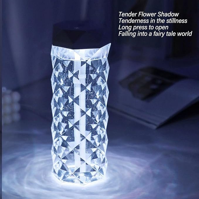 Small Air Humidifier Colorful Ambient Lighting Multi Faceted Prism Design for Car Home Room (400ML)