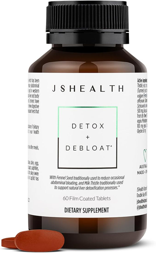 JSHealth Vitamins Detox and Debloat Liver Health Formula | Liver Detox Pills | Debloating Formula with Milk Thistle, Turmeric, Fennel | Liver Cleanse Supplement (60 Tablets)-FlexoryFit