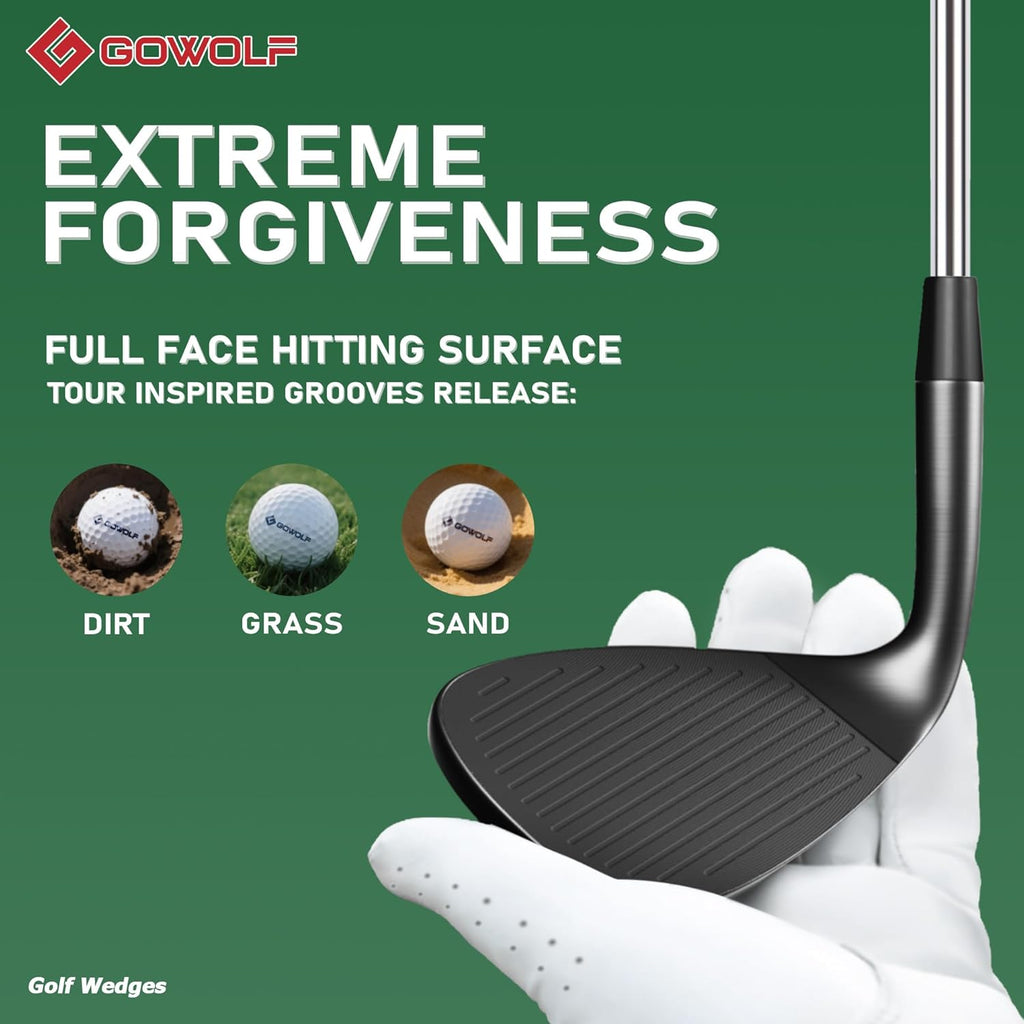Gowolf Forged Golf Wedges 50/52/54/56/58/60/69 Degree Single or Sets for Men, Right Hand Premium Full Face Gap Wedge Sand Wedge Lob Wedge Golf Club, Great Golf Gifts - CNC Milled Face for More Spin