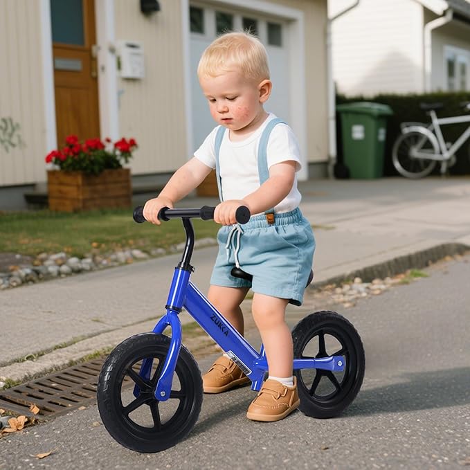 12 inch Toddler Balance Bike Adjustable Handlebar & Seat Anti-Slip Grip Suitable for 2-5 Years Old with Footrest Lightweight for Tolddlers Boys Girls Multiple Colors to Choose-FlexoryFit