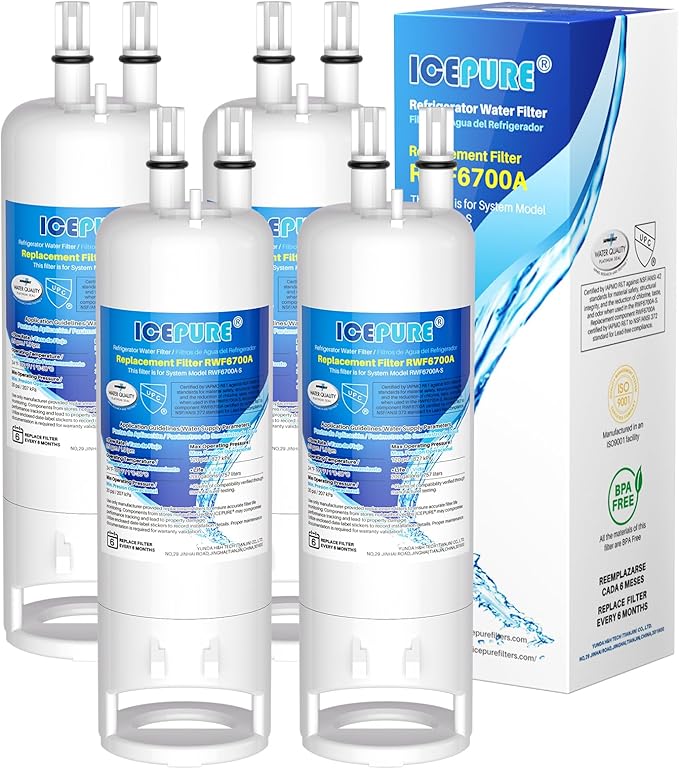 ICEPURE W10295370A Refrigerator Water Filter Replacement for EDR1RXD1, Everydrop® Filter 1, WHR1RXD1, EDR1RXD1B, KAD1RXD1, P4RFWB, 46-9081, 46-9930, 4Pack