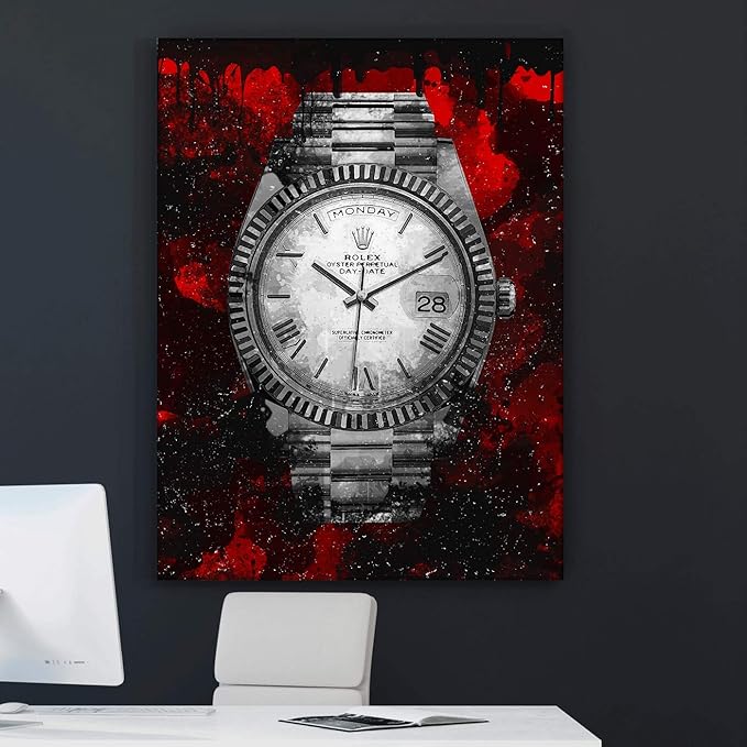 Luxury Watch Canvas Print Office Wall Decor Modern Art Pop Culture Decoration Inspiration Clock Timer Prints Framed Arts Walls Furniture (18" x 12")-FlexoryFit
