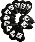 FINGER TEN Premium Synthetic Leather Stylish Iron & Wedge Golf Head Covers Value 12 Piece Set, Embroidered Labels & Fits Most Clubs Gift Set, Travel Protection Accessories