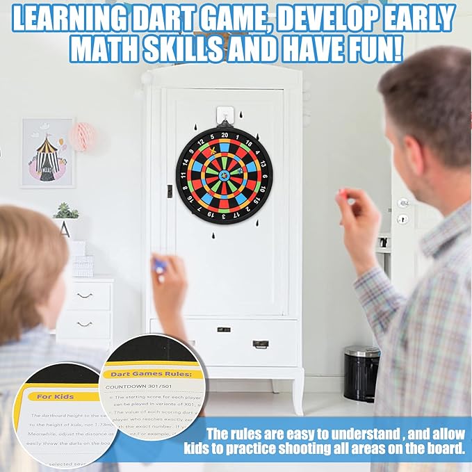 Magnetic Dart Board w/ 12 Darts, Kids Dartboard Gifts, Safe Indoor Outdoor Games for Kids 8-12, Teen Gifts for 6 7 8 9 10 11 12 13 14 Year Old Boys Girls
