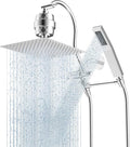 Hibbent All Metal 12'' Filtered Rainfall Shower Head Combo, High Pressure Handheld Shower Wand, 12'' Adjustable Curved Extension Arm, 20 Stage Shower Filter, 71'' Hose, Shower Head Holders, Chrome