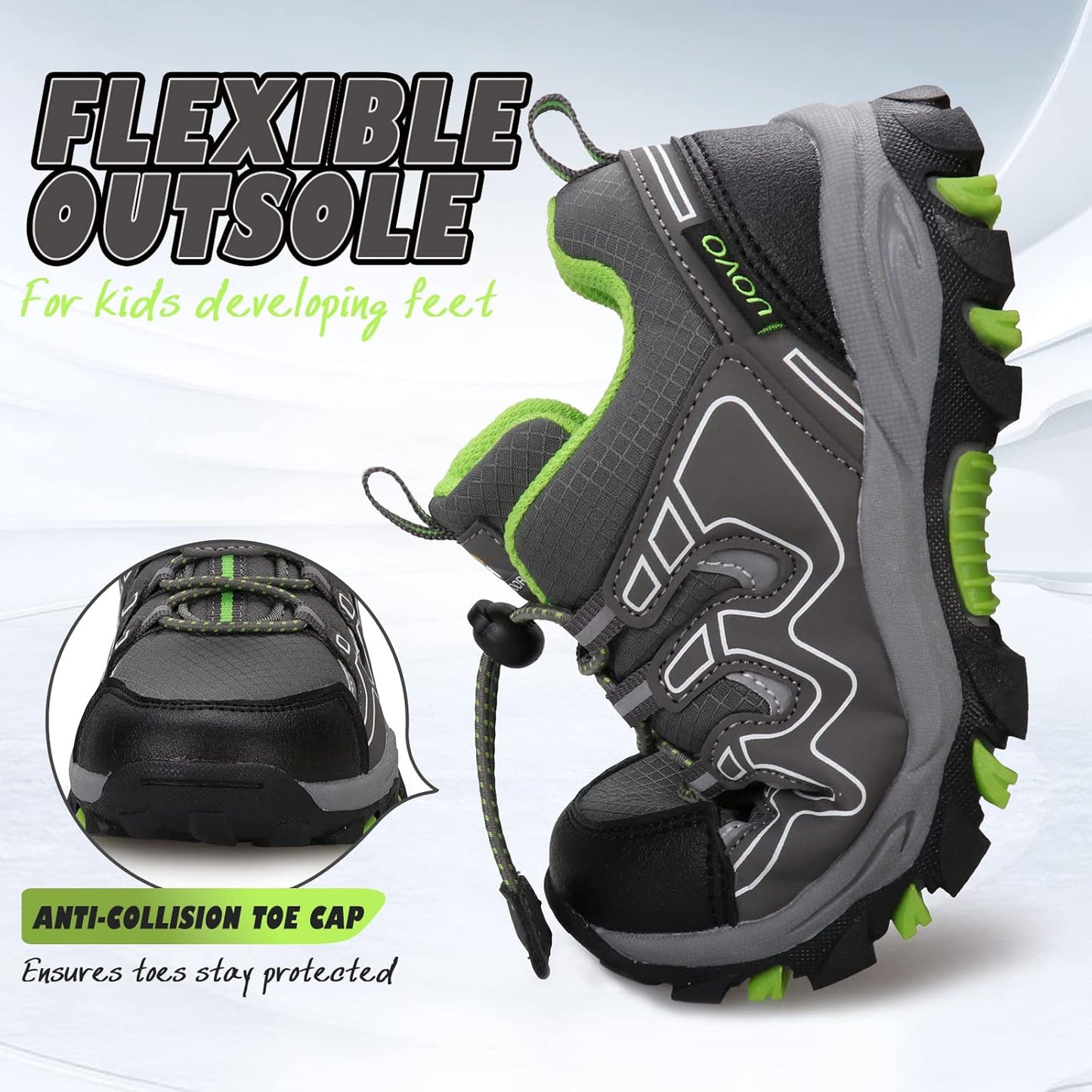 UOVO Boys Girls Kids Sneakers Hiking Running Outdoor Walking Tennis Shoes Waterproof Non Slip Fashion Sneakers(Little/Big Kids