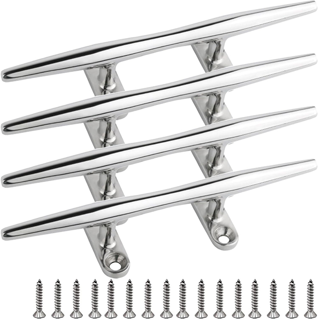 SHENGHUISS Boat Cleat 316 Stainless Steel Open Base Boat Dock Cleats（4"/5"/6"/8"/10"/12"） Silver/Gold for Boat, Dock, Kayaks, Nautical Decor ect