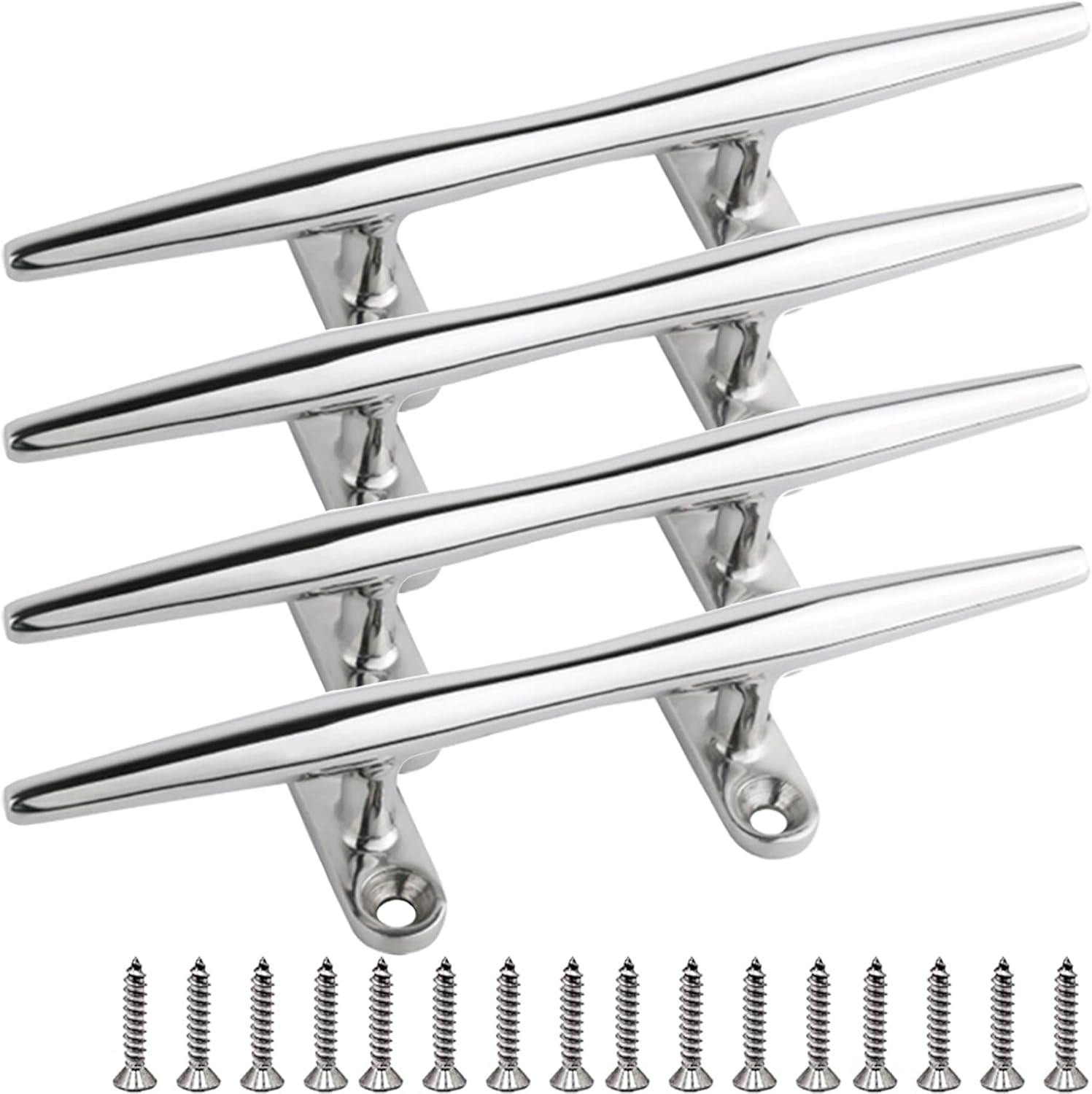 SHENGHUISS Boat Cleat 316 Stainless Steel Open Base Boat Dock Cleats（4"/5"/6"/8"/10"/12"） Silver/Gold for Boat, Dock, Kayaks, Nautical Decor ect