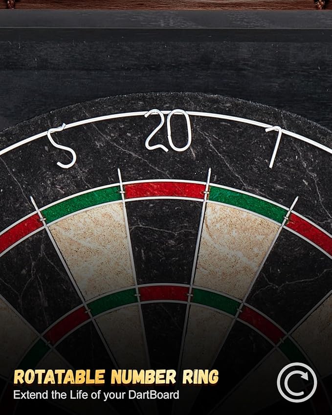 Sisal Dart Board Cabinet Sets, Decorative Dart Boards for Adults [6*Steel Darts] - Wooden Dartboard Cabinet with Integrated Scoreboard for Family Game Rooms