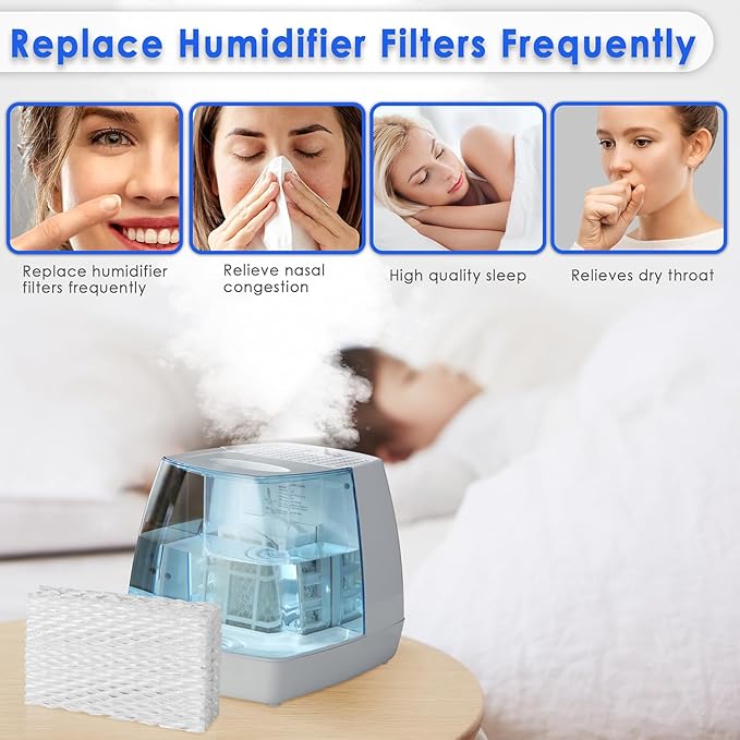 3Pack WF813 Humidifier Filter Replacement for Equate EQ-2119-UL EQWF813, for Relion WF813 RCM-832 RCM-832N, for ProCare PCWF813 PCCM-832N PCCM-840, Include 3Pack Humidifier Cleaning Fish