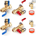 3/4 Inch GUOFIS IPS Tankless Water Heater Valve Kit with Pressure Relief Valve(3/4"FIPx 3/4" FIP),2 Set Water Heater Valve Kit
