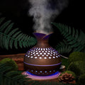Portable Mini Humidifier, 300ml Small Humidifiers Wooden Vase Flower Aroma Diffuser, Quiet Cool Mist Humidification for Baby Bedroom Travel Office, USB Powered, Colorful Light, Darkwood