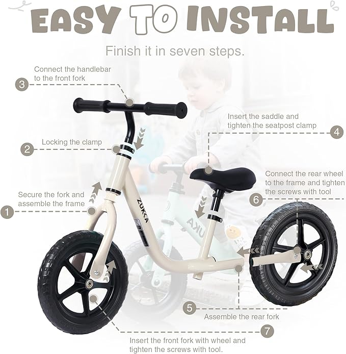 12 inch Toddler Balance Bike Adjustable Handlebar & Seat Anti-Slip Grip Suitable for 2-5 Years Old with Footrest Lightweight for Tolddlers Boys Girls Multiple Colors to Choose-FlexoryFit