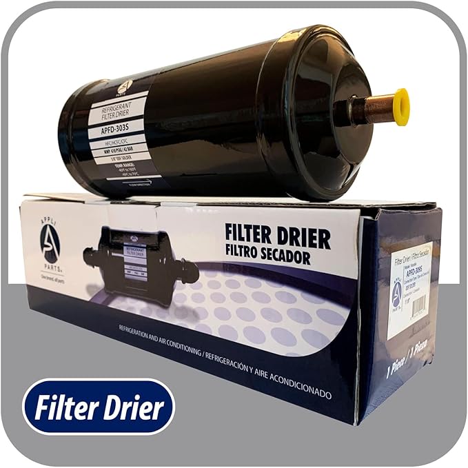 Appli Parts APFD-303S 3/8 in Liquid Line Refrigerant AC Filter Drier hvac Refrigeration 303S ODF Sweat Solder connection universal unidirectional 9 in long 3in wide