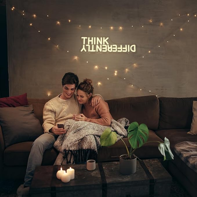 Think Differently Neon Sign for Wall Decor Letter Neon Light Classroom LED Neon Signs Classroom LED Neon Light for Classroom Office Study Room Library Bedroom Decoration