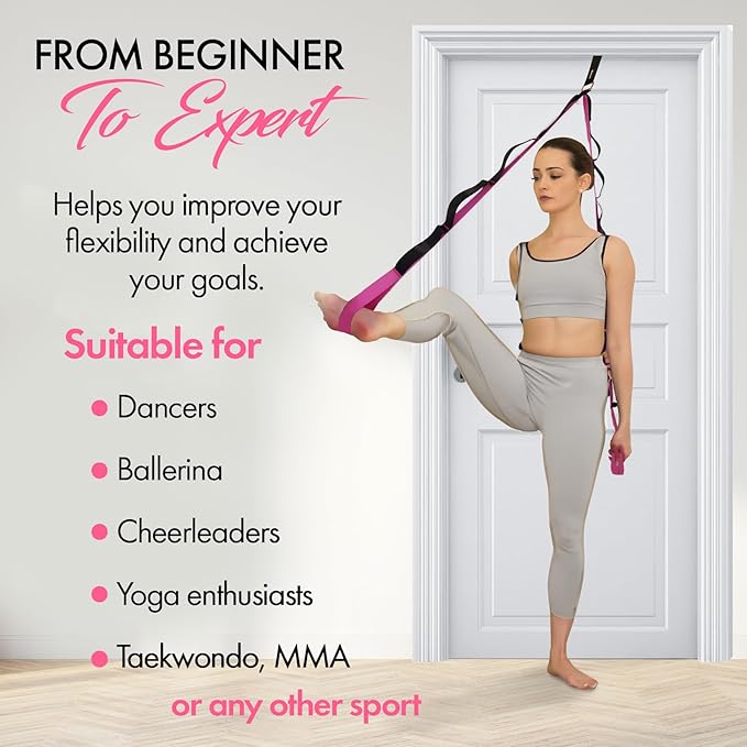 10-Loop Yoga Strap with Door Anchor – Stretch Strap for Flexibility, Deep Stretching, and Improved Balance – Perfect Yoga Accessory for All Fitness Levels-FlexoryFit