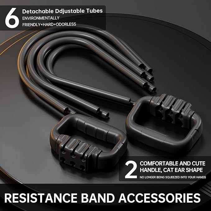 6-Pipe Chest Expander & Shoulder Stretcher - Adjustable Detachable Resistance Tubes for Home Gym, Rehab, Strength Training + Easy Workout Guide (Men/Women)-FlexoryFit