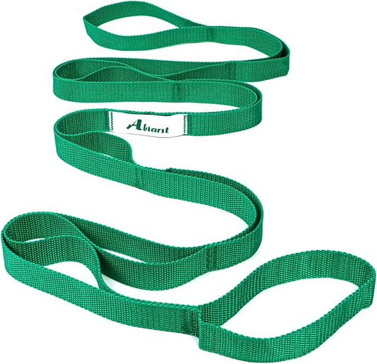Stretching Strap Yoga Straps for Physical Therapy, 10 Loops Non-Elastic Stretch Band for Pilates, Flexibility, Exercise and Gymnastics-FlexoryFit
