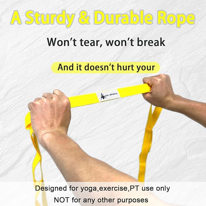 Stretching Strap Yoga Strap with Loops, Stretch Straps for Physical Therapy, Non-Elastic Exercise Strap for Pilates, Dance and Gymnastics with Workout Guide-FlexoryFit