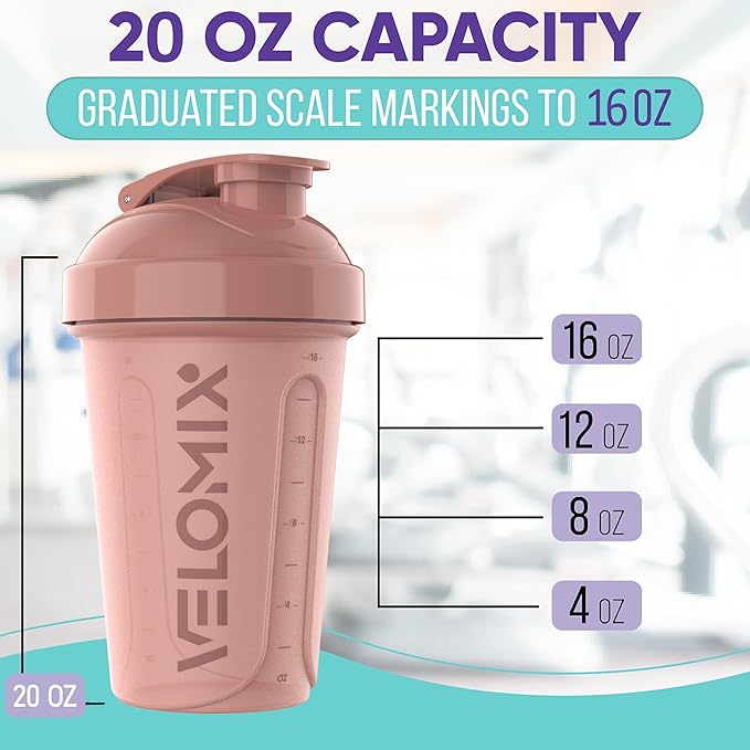 '-6 PACK- 20 OZ Protein Shaker Bottles for Protein Mixes, Shaker Cups for Protein Shakes, Small Shaker Bottle Pack, Shaker Cup, Shakers for protein Shakes (Pastel Shades - 6 Pack)-FlexoryFit