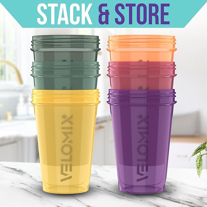 '-6 PACK- 20 OZ Protein Shaker Bottles for Protein Mixes, Shaker Cups for Protein Shakes, Small Shaker Bottle Pack, Shaker Cup, Shakers for protein Shakes (Nature Tones - 6 Pack)-FlexoryFit