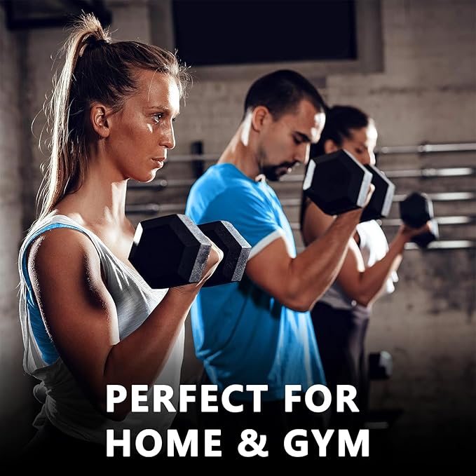 Yufer 6-10 Pair Iron and Rubber Coated Dumbbell Set 350/450 and 550 lbs 5-50 lbs Hand Free Weight for Strength Hex Rubber Weights with Vertical Storage Rack Fitness Home Gym Equipment-FlexoryFit