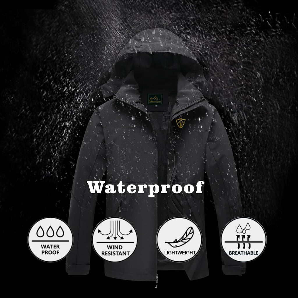 GIISAM Rain Jacket for Men, Mens Waterproof Raincoat Lightweight Rain Jackets Outdoor Rain Coat Windbreaker with Hood