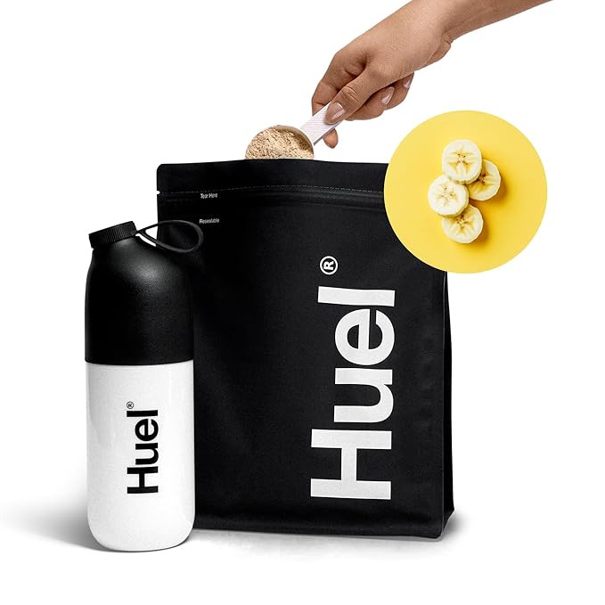 Huel Black Edition | Banana 40g Vegan Protein Powder | Nutritionally Complete Meal | 27 Vitamins and Minerals, Gluten Free | 17 Servings | Scoop not included to reduce plastic-FlexoryFit