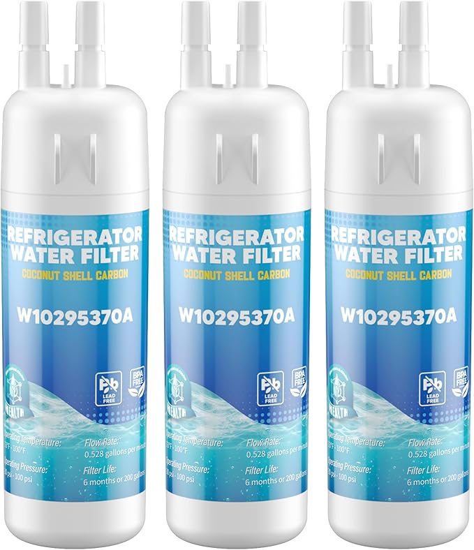 W10295370A Water Filter Replacement, Compatible with EDR1RXD1, Filter 1, EDR1RXD1B, W10295370, WHR1RXD1, KAD1RXD1, P4RFKB2, P8RFWB2L, 46-9930, 46-9081, 3Pack