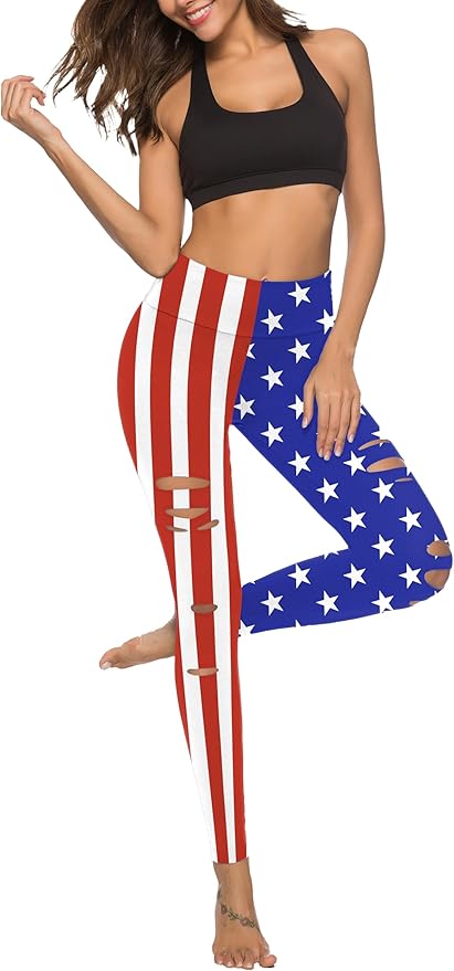 DIBAOLONG Womens High Waist Yoga Pants Cutout Ripped Tummy Control Workout Running Yoga Skinny Leggings-FlexoryFit