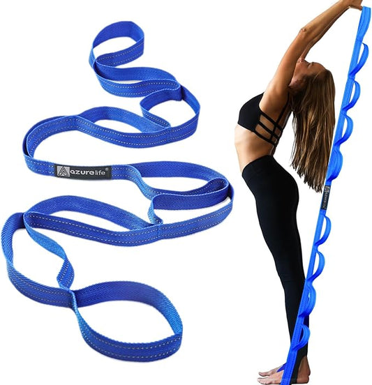 Premium Durable Stretch Straps with Loops, Stretching Strap for Physical Therapy, Multi-Loop Yoga Strap Fitness Exercise Strap for Yoga, Pilates, Dance, Flexibility&Exercise-FlexoryFit
