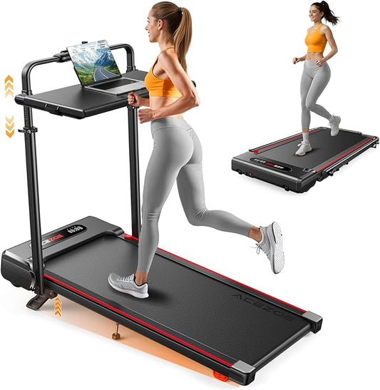 3 in 1 Under Desk Treadmill with 10% Incline, Walking Pad Treadmill with Removable Desk Workstation, Adjustable Height for Different Need, Foldable for Home Small Office-FlexoryFit