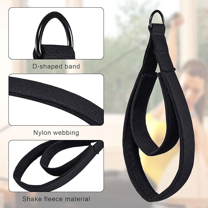 Pilates Double Loop Straps for Reformer, D Ring Straps Handle, Yoga Exercise Straps, 2 PCS-FlexoryFit