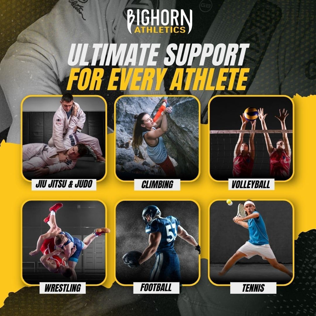 Bighorn Athletics Jiu Jitsu Finger Tape | Residue-Free Athletic Finger Tape for Sports & Injuries: Rock Climbing, Volleyball, Football, Basketball, Hands & Toes | 0.3-Inch x 45-feet, 8-Rolls, Black