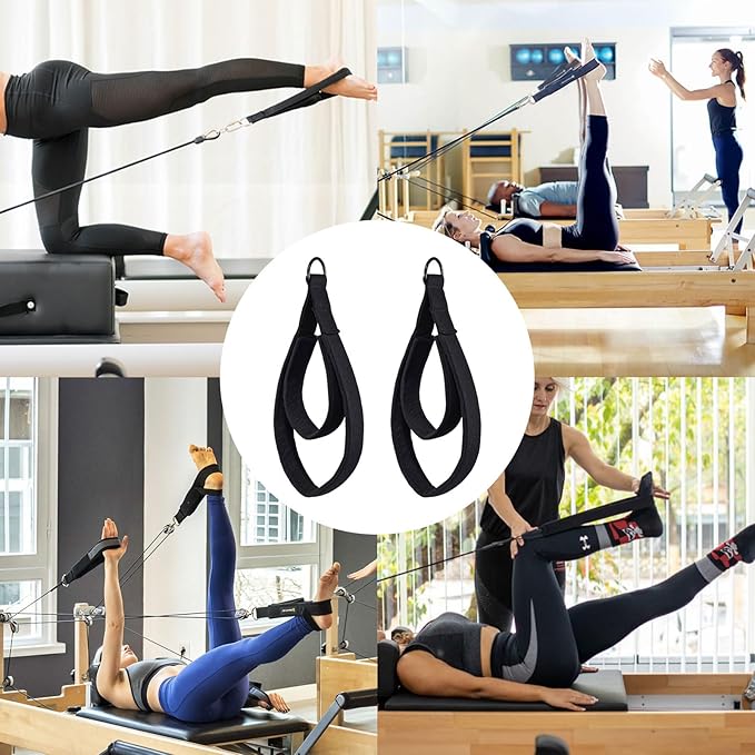 Pilates Double Loop Straps for Reformer, D Ring Straps Handle, Yoga Exercise Straps, 2 PCS-FlexoryFit
