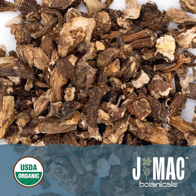 J Mac Botanicals Organic Dandelion Root (16 oz) unroasted, herb for tea and other infusions, Packaged in the USA, Certified USDA Organic-FlexoryFit