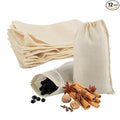 AUEAR, Reusable Drawstring Cotton Soup Bags Coffee Chinese Medicine Tea Bag Brew Straining Herbs Cheesecloth Bone Broth Gravy Stew (12 Pack, 4"x6")
