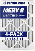 Filter King 34x64.5x1 Air Filter | 4-PACK | MERV 8 HVAC Pleated A/C Furnace by FilterKing