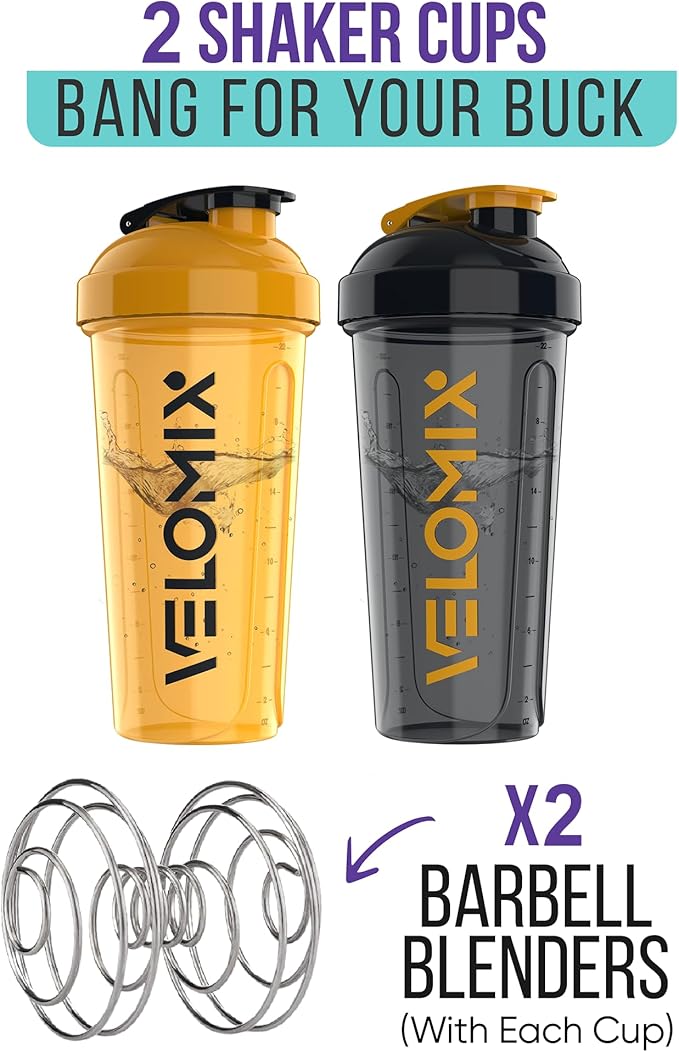 '-2 Pack- 28 oz Protein Shaker Bottles for Protein Mixes - 2x Wire Whisk | Leak Proof Shaker Cups for Protein Shakes | Protein Shaker Bottle Pack (Golden Stone)-FlexoryFit