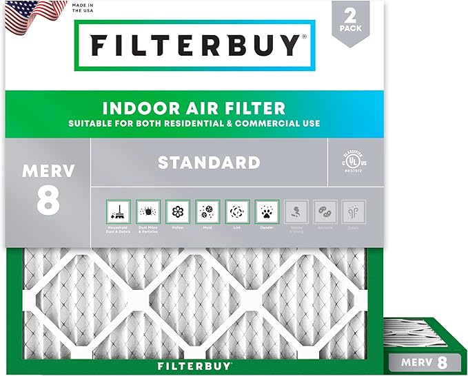 Filterbuy 17x17x1 Air Filter MERV 8 Essential Dust & Allergy Defense, by Filterbuy