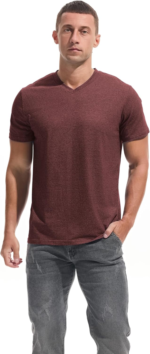 VEIISAR Premium V Neck T Shirts for Men - Modern Fitted Tees Vneck Undershirts