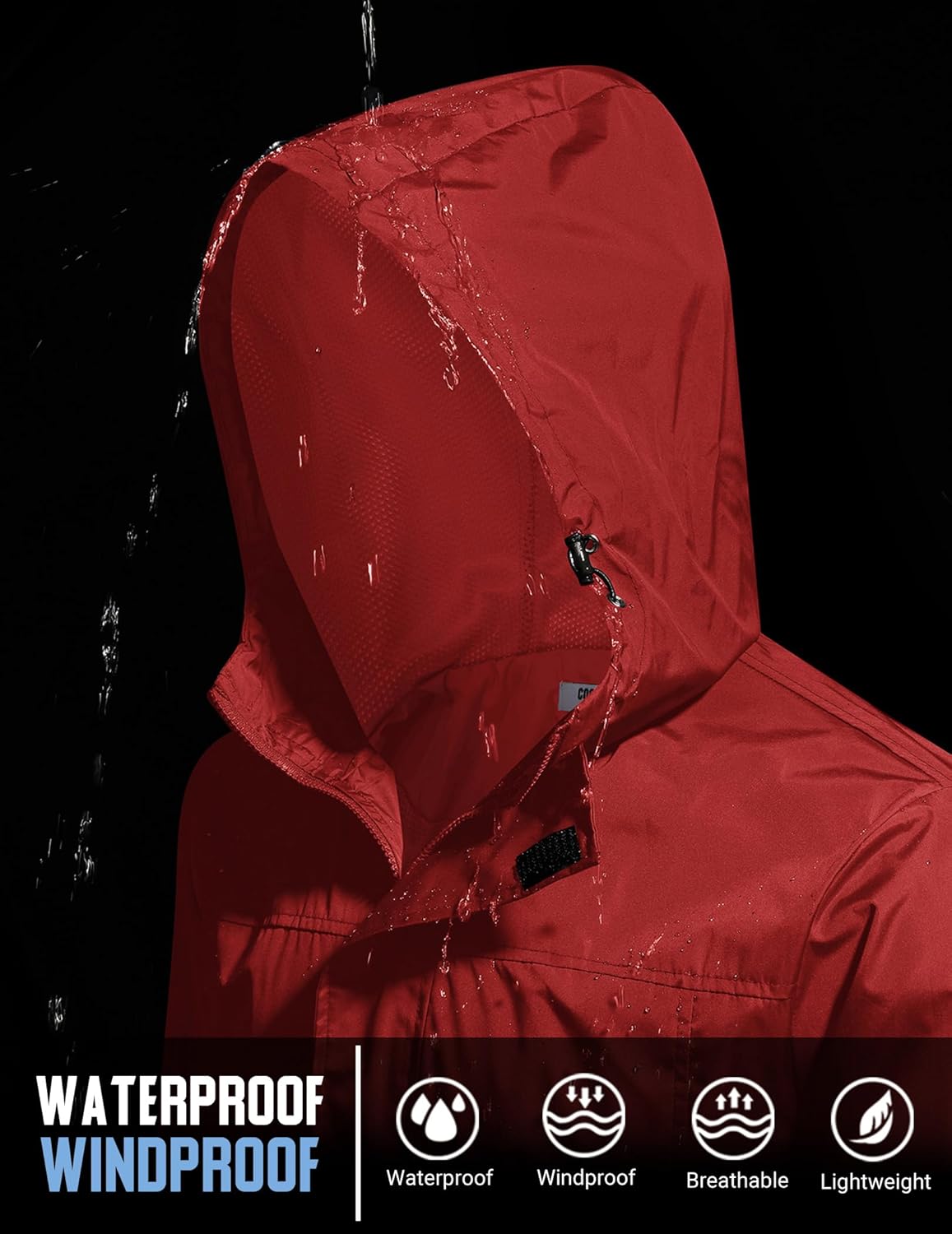 COOFANDY Men's Rain Jacket Waterproof With Hood Lightweight Packable Shell Raincoat Windbreaker For Cycling Golf Travel