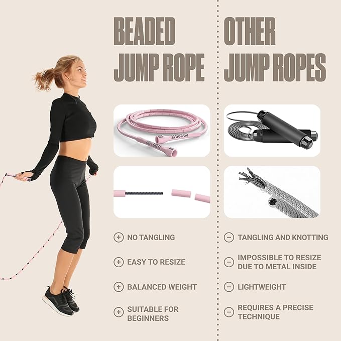 Sportbit Elite Beaded Jump Rope - Adjustable Speed Rope for Fitness, CrossFit, Boxing - Tangle-Free, Lightweight-FlexoryFit