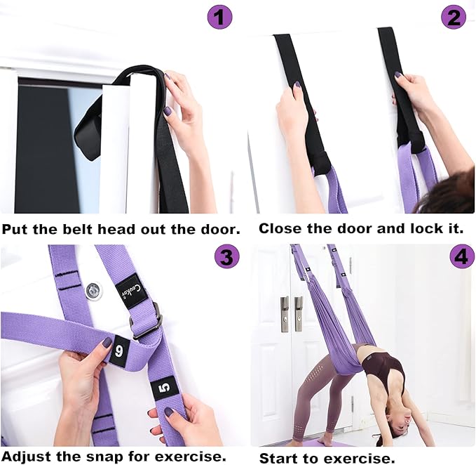 Tchrules Leg Stretcher Strap, Backbend Training Belt with Door Anchor, Flexibility Trainer Stretching Equipment Assist Stretch Strap for Fitness Gymnastics Dance Aerial Yoga Ballet-FlexoryFit