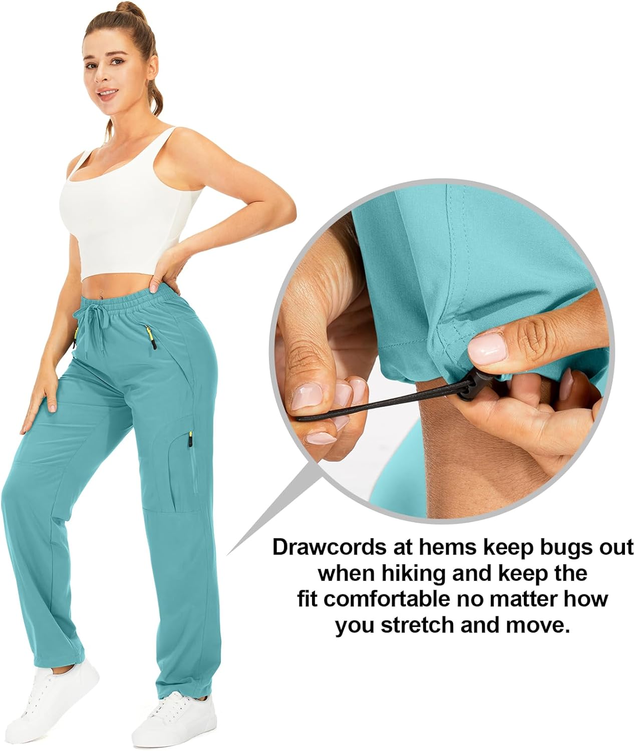 Womens Hiking Pants Quick Dry UPF 50 Lightweight Travel Golf Cargo Safari Pants Zipper Pockets